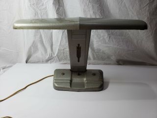 Gray Steel Metal Art Deco Mid Century Industrial Desk Lamp Moe Lighting Silver