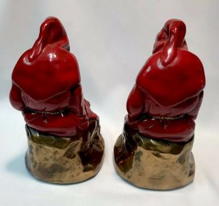 Red Robed student monk bookends Pompeian Bronze clad,  orig paint 1925 3