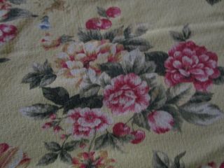 Vintage Barkcloth Roses Floral Oval Round Tablecloth 69 X 63 Table Bark Cloth