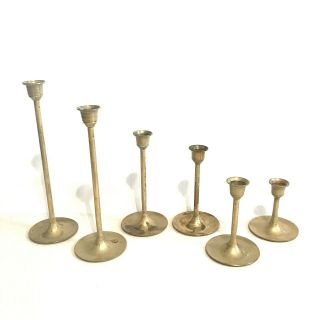 Solid Brass Candlestick Candle Holder Set Of 5 Taper Candle Staggered Sizes