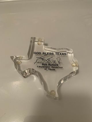 God Bless Texas Bob Bullock Acrylic Paper Weight