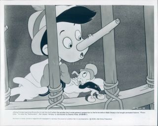 Press Photo Movies Jiminy Cricket Walt Disney Pinocchio Long Nose Jail 8x10