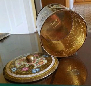 Vintage floral and gold trimmed tin by Daher,  England 6 1/4 