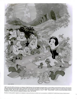 1987 Press Photo Movie Promo Snow White Seven Dwarfs Walt Disney Magic 8x10