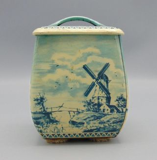 Tin Tea Coffee Tobacco Canister Holland Windmill Sail Ship West Germany