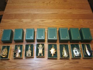 1976 - 1977 Danbury Christmas Ornament Set Of 8 In Boxes