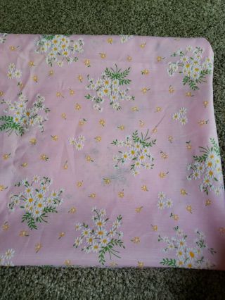 Vintage Flocked Floral Dotted Swiss Pink Diasy Fabric 55 X 46