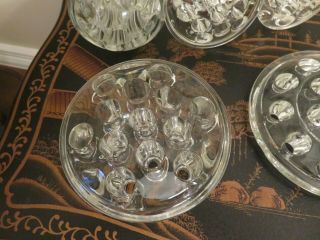 Set of 5 Clear Glass Vintage Flower Frogs 16 holes,  13 holes & 3 w/11 holes VGVC 2