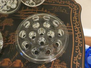 Set of 5 Clear Glass Vintage Flower Frogs 16 holes,  13 holes & 3 w/11 holes VGVC 3