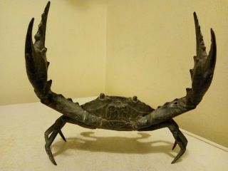 Vintage Brass Crab Figure 8 1/2 In Long And 7 1/2 In Wide