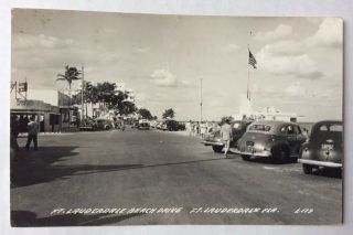 Vintage Rppc 1940’s Ft.  Lauderdale Florida Photo Postcard Old Cars