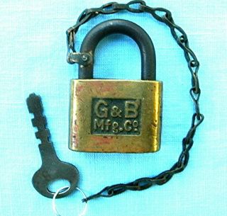 Old G & B Gas Pump Padlock With Key