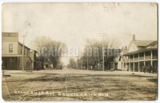 Rppc Downtown Street Grand River Ave,  Brighton Mi Michigan 1918