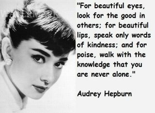 Iconic Humanitarian Audrey Hepburn " For Eyes " Quote 5 X 7 Photo Only