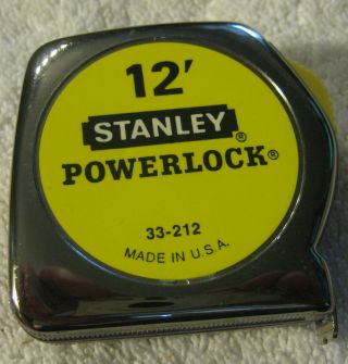 Vintage Stanley Powerlock 12 Foot Tape Measure Measuring Rule,  Tool,  Usa,  Clip