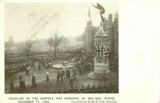 Pc Norwich Unveiling Boer War Memorial Street Scene Norfolk 1904