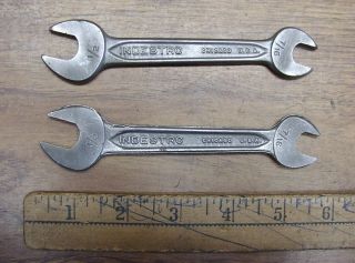 2 Vintage Indestro 725 Open End Wrenches,  1/2 " X 7/16 " X 5 - 1/2 ",