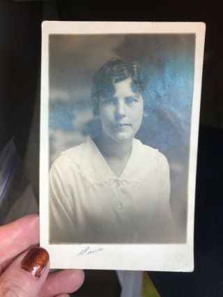 1910s Rppc Pretty Young Woman Short Hair White Cloud Ks Proper Graduation