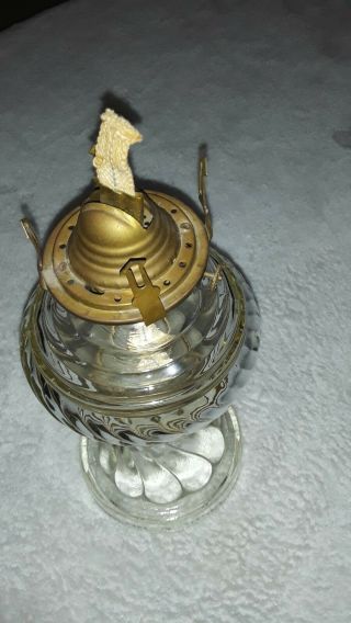 Vintage Glass Oil Lamp Dabs Made In Portugal Swirl Pattern Flip Top Brass Burner