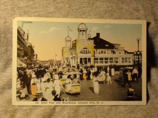 Vintage Postcard Steel Pier And Boardwalk,  Atlantic City,  N.  J.
