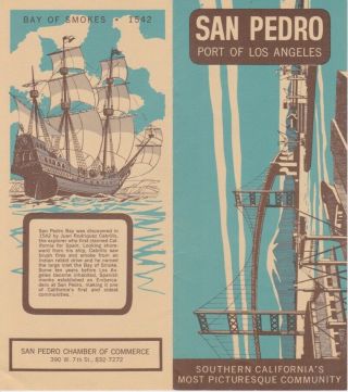 San Pedro Port Of Los Angeles Brochure Vintage Map & Photos