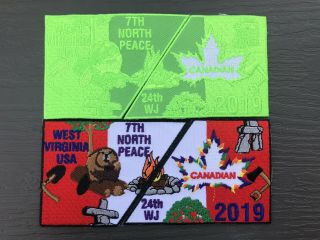 2019 Boy Scout World Jamboree Wsj 7th North Piece Canada Patch Set Ghost Green
