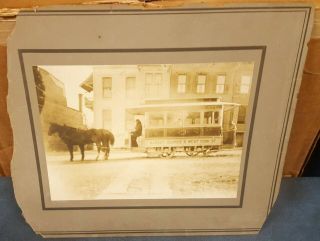 Rare Old Antique Photo Horse Drawn Trolley Passenger Wagon York,  Pa.