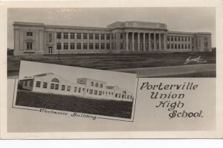 1920s Azo Rppc Postcard Porterville Ca Union High School