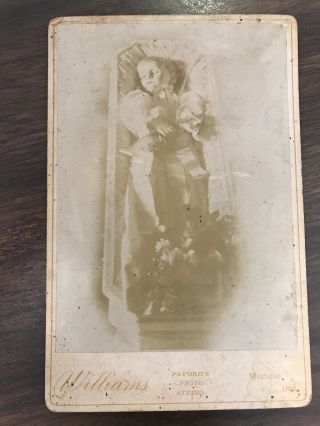 Antique Victorian Post Mortem Death Child Casket Photograph Muncie Indiana In