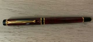 Namiki Fountain Pen 14k M Old Style Marbled Black & Red With Gold Trim Japan