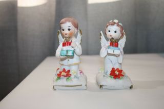 Vintage Napcoware Ceramic Figures December Angels Boy & Girl