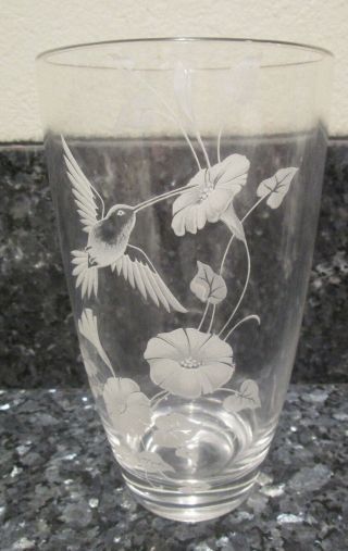 Vintage Avon Hummingbird Crystal Large Flower Vase