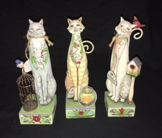 Jim Shore Heartwood Creek Milly Jilly Tilly Cat Figurines 2007 Set