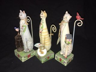 JIM SHORE Heartwood Creek MILLY JILLY TILLY Cat Figurines 2007 Set 2