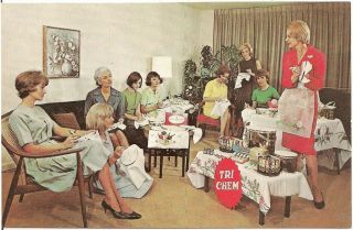Women Attending Tri - Chem Party Advertising Postcard