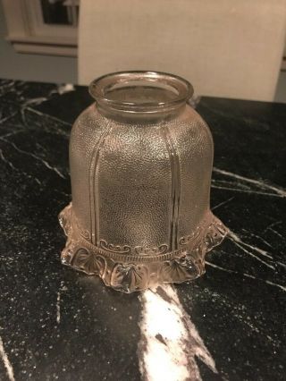 Antique Vtg Clear Glass Shade Bell 4” Ornate Rim Ribbon Edge Rare 20s Light Lamp