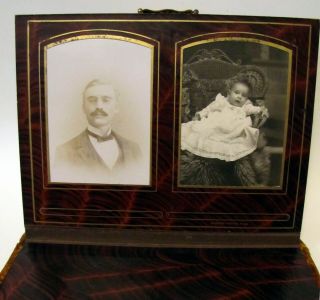 Victorian 1800 ' s Brass Bound Photo Album Full of 63 Old Children and Baby Photos 2