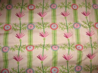 Vintage Brunschwig & Fils Fabric 1975 Floral Striped Polished Cotton 1 Yard