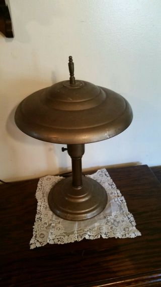 Vintage Art Deco Machine Age Industrial Steampunk Table Desk Lamp W/ Metal Shade