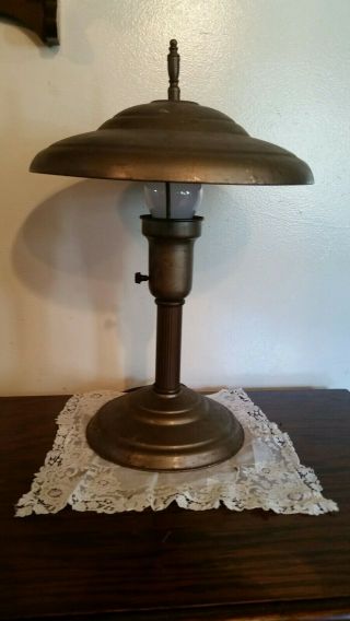Vintage Art Deco Machine Age Industrial Steampunk Table Desk Lamp w/ Metal Shade 4