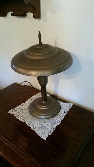 Vintage Art Deco Machine Age Industrial Steampunk Table Desk Lamp w/ Metal Shade 5