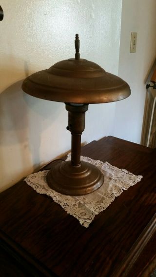 Vintage Art Deco Machine Age Industrial Steampunk Table Desk Lamp w/ Metal Shade 6
