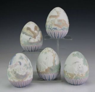 5 Retired Lladro Spain 1993 - 1997 Limited Edition Egg Porcelain Figurine Nr Sms