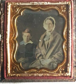 1/6 Plate Daguerreotype Of A Mother And Son Unsealed