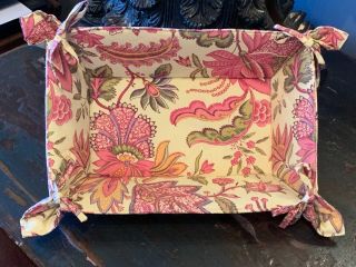Authentic Pierre Deux French Country Tamarind Fabric Tray Desk Organizer
