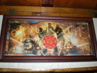 Courage Firefighter Stained Glass Limited Edition Picture - Bradford Exchange