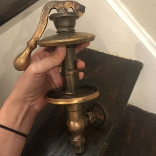 Antique Michigan Lubricator Detroit Hand Pump Brass Oiler No Glass Steampunk