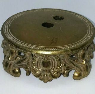 Vintage Antique Brass Finish Cast Metal Footed Table Lamp Base Part