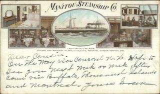 Manitou Steamship Co Mackinac Charlevoix Petoskey Private Mailing Card