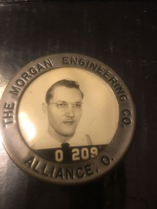 Vintage The Morgan Engineering Co Brass Employee Badge 55 Alliance Ohio